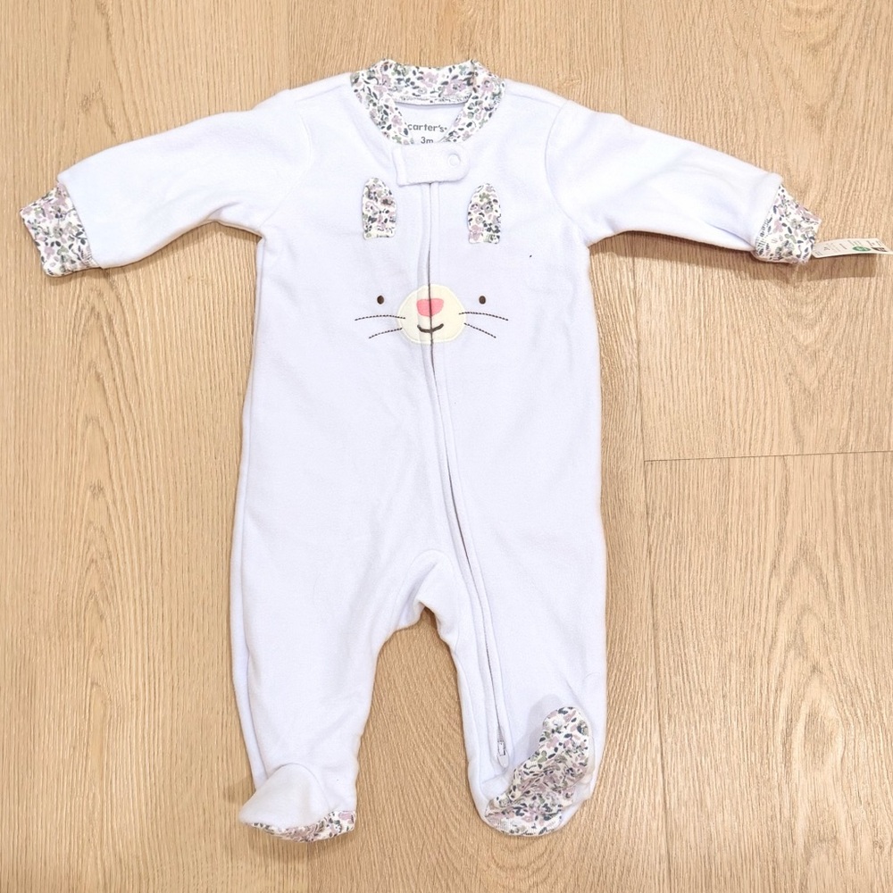NWT Carter’s Bunny Print Fleece One Piece